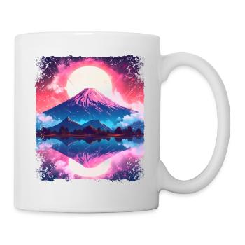 Mont Fuji Vaporwave Esthétique Japon Vue Volcan - Mug blanc - blanc - Droite
