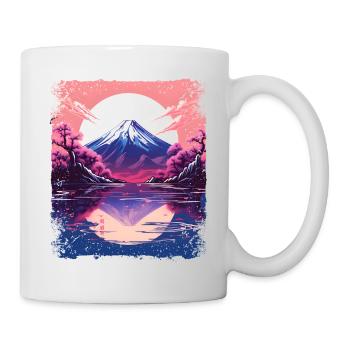 Vaporwave Esthétique Japon Vue Mont Fuji Volcan - Mug blanc - blanc - Droite