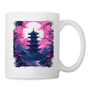 Sakura Cherry Blossom Tree dans un temple Vaporwave - Mug blanc - blanc - Droite