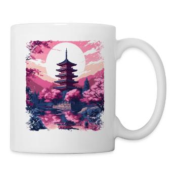 Cherry Blossom Sakura Tree in a Vaporwave Temple - Mug - white - Right