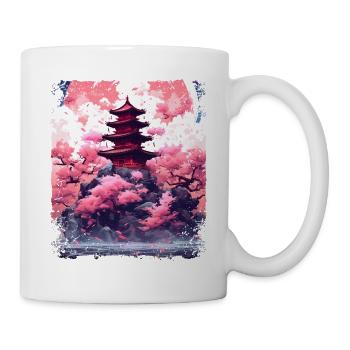 Cherry Blossom Tree in a Temple Sakura Vaporwave - Mug - white - Right