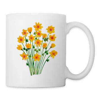Yellow buttercup flowers watercolor - Mug - white - Right