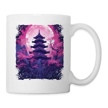 Cherry Blossom Sakura Vaporwave Tree in a Temple - Mug - white - Right