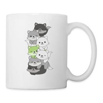Agender Flag Pride LGBTQ Cute Fox Stack - Mug - white - Right