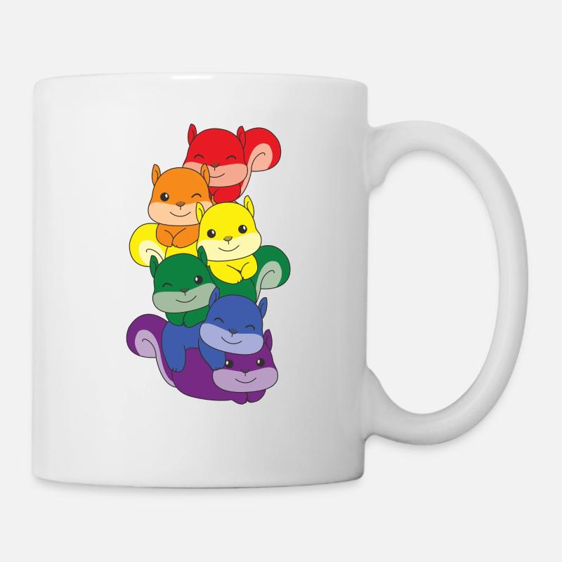 Regenbogen Flag Pride LGBTQ süßer Eichhörnchen - Tasse - Weiß
