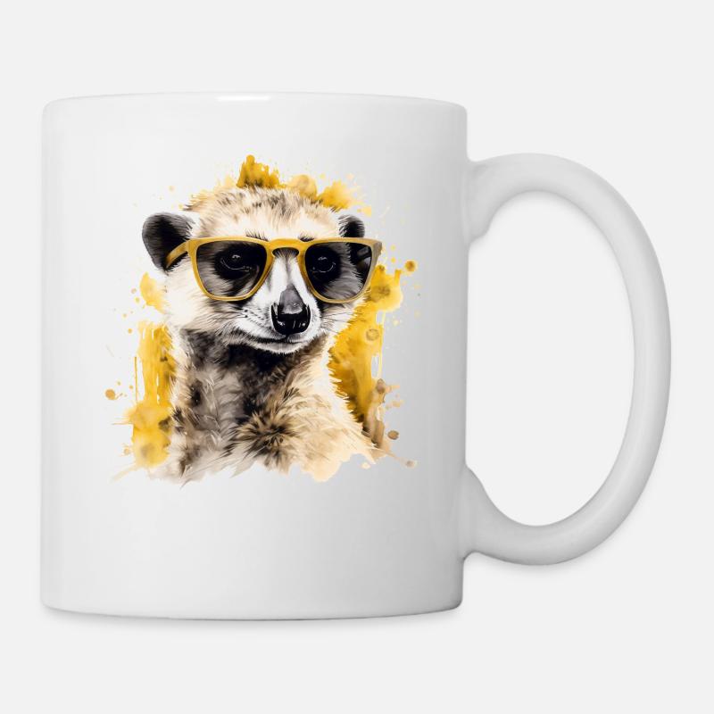 Erdmännchen Geschenk Tier Tiermotiv Sonnenbrille - Tasse - Weiß
