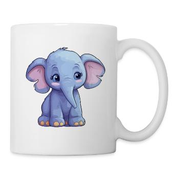Mignon bébé éléphant: Clipart de dessin animé mignon - Mug blanc - blanc - Droite