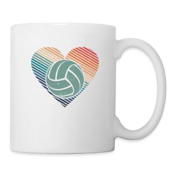 Beach Volleyball Silhouette Vintage Heart Retro - Mug - white - Right