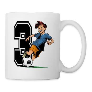 Football Birthday - 3 year old boy - 3rd year old boy - 3rd birthday - Mug - white - Right