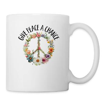 Hippie Peace Zeichen Frieden Blumen Blumenkind - Tasse - Weiß - Rechts