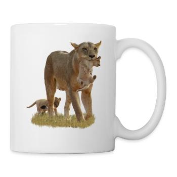 Lionne avec lionceaux - Grand félin - Chat -Afrique - Mug blanc - blanc - Droite