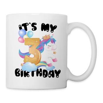 Its My Birthday Girl, Unicorn Birthday 3 Years - Mug - white - Right