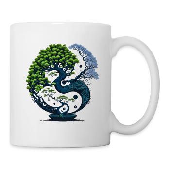 Harmonie enthüllt - Yin und Yang Bonsai - Tasse - Weiß - Rechts