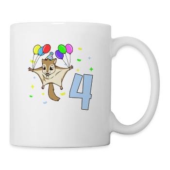 With flying squirrels - children's birthday 4 years - Mug - white - Right