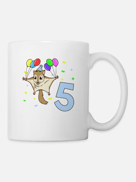 Mit Flughörnchen - Kinder Geburtstag 5 Jahre - Tasse - Weiß