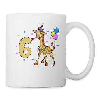 Mit Giraffe - Kinder Geburtstag 6 Jahre - Tasse - Weiß - Rechts