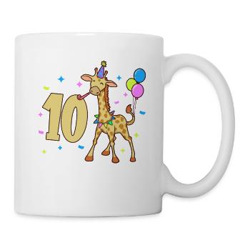 Mit Giraffe - Kinder Geburtstag 10 Jahre - Tasse - Weiß - Rechts