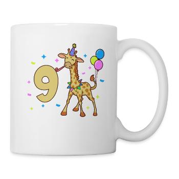 Mit Giraffe - Kinder Geburtstag 9 Jahre - Tasse - Weiß - Rechts