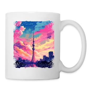 Vaporwave Skytree Tokyo Ästhetischer japanischer Anblick - Tasse - Weiß - Rechts
