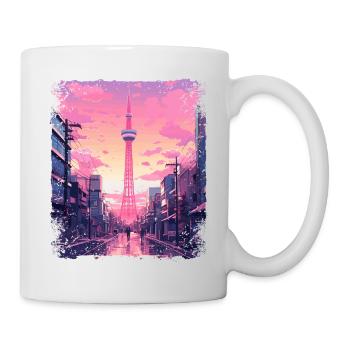 Aesthetic Vaporwave Skytree Tokyo Japanese Sight - Mug - white - Right