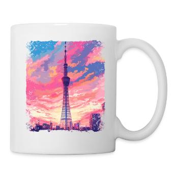 Vaporwave Ästhetischer Skytree Tokyo Japanischer Anblick - Tasse - Weiß - Rechts