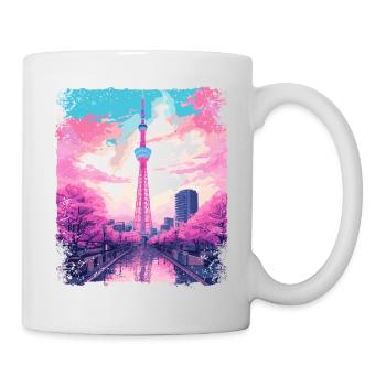 Ästhetischer Skytree Tokyo Vaporwave Japanisches Sehen - Tasse - Weiß - Rechts