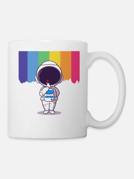 Astronaut Regenbogen Herz - Tasse - Weiß