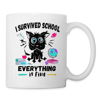 Last day of school, I survived School - Mug - white - Right