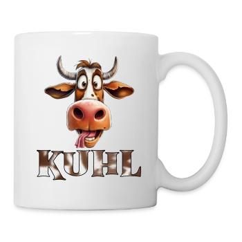 Lustiges Kuh Kuhl Bauer fun Dorf - Tasse - Weiß - Rechts