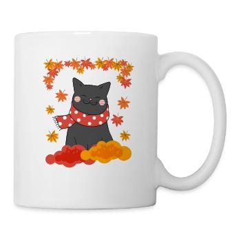 Chat noir C’est l’automne Y’all Feuilles d’automne de citrouille - Mug blanc - blanc - Droite