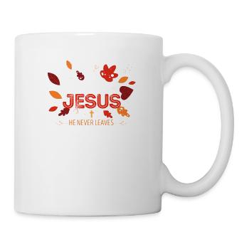 Cas pour Jésus: Il ne quitte jamais l’automne drôle - Mug blanc - blanc - Droite
