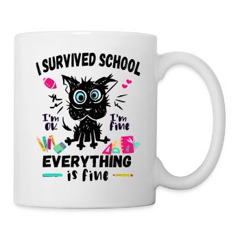 Last day of school, I survived School - Mug - white - Right