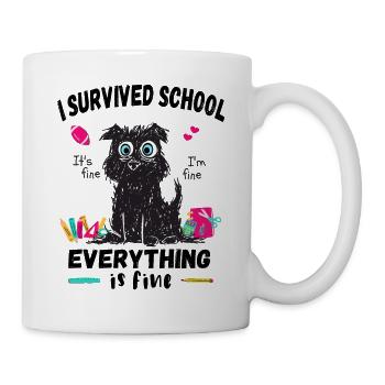 Last day of school, I survived School - Mug - white - Right