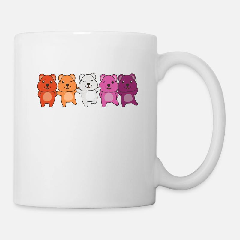 Lesbian Flag Pride LGBTQ Cute Quokka - Mug blanc - blanc