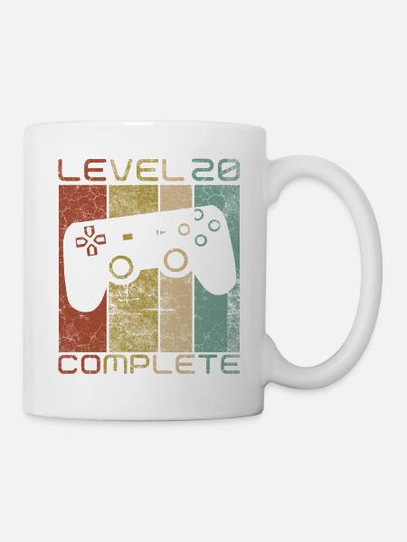 20 Geburtstag Gamer Level 20 complete Vintage - Tasse - Weiß