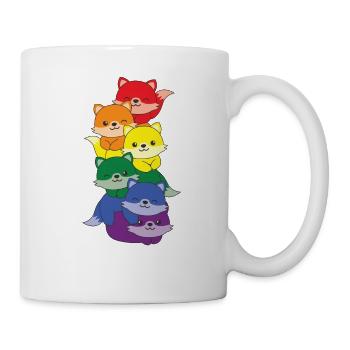 Regenbogen Flag Pride LGBTQ süßer Fuchs Stapel - Tasse - Weiß - Rechts