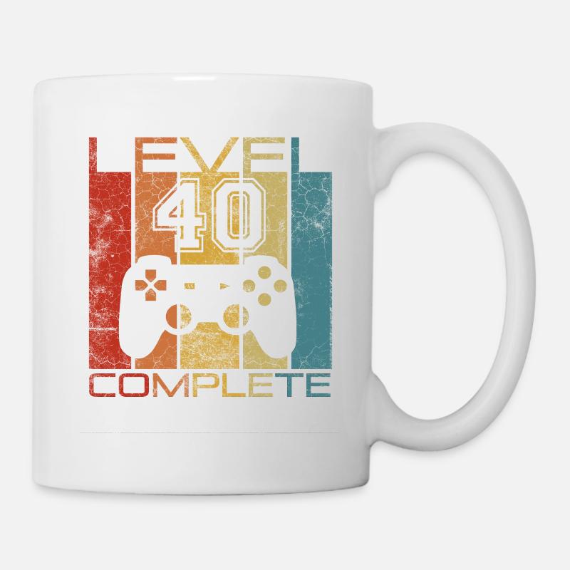 40 Geburtstag Gamer Level 40 complete Vintage - Tasse - Weiß
