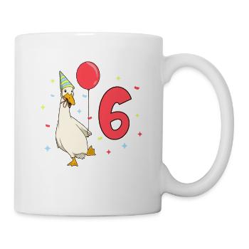 Mit Laufente - Kinder Geburtstag 6 Jahre - Tasse - Weiß - Rechts