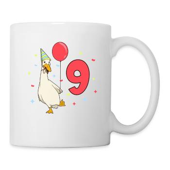 Mit Laufente - Kinder Geburtstag 9 Jahre - Tasse - Weiß - Rechts