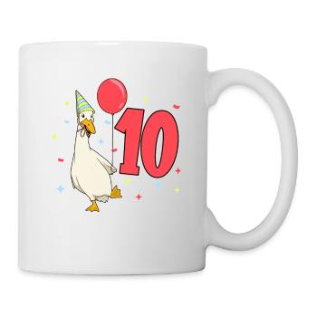 Mit Laufente - Kinder Geburtstag 10 Jahre - Tasse - Weiß - Rechts