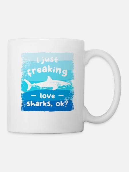 Ich verdammt liebe Haie ok Hai-Liebhaber - Tasse - Weiß