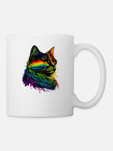 Rainbow Flag Gay Pride LGBTQ Katzen süße Katze - Tasse - Weiß