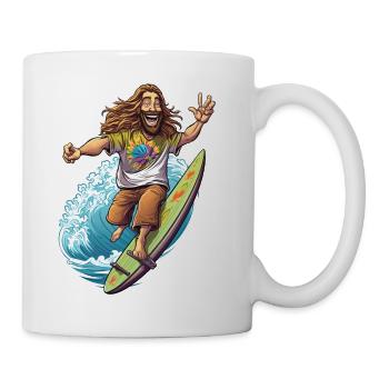 Lustiger Hippie Surfbrett - Surfer Geschenk - Tasse - Weiß - Rechts