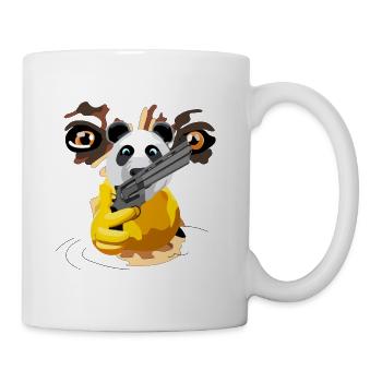 Duck duck duckling with panda mask and revolver bear - Mug - white - Right