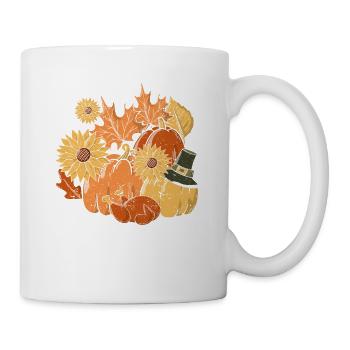 Action de grâce, Citrouille, Tournesol, Automne, Automne - Mug blanc - blanc - Droite