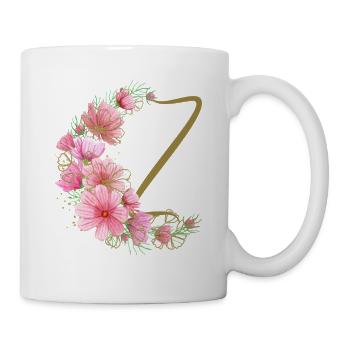 Blumenranke mit Buchstabe Z - Tasse - Weiß - Rechts