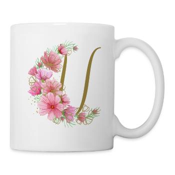 Blumenranke mit Buchstabe U - Tasse - Weiß - Rechts