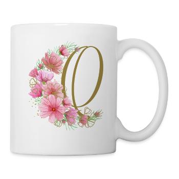 Blumenranke mit Buchstabe Q - Tasse - Weiß - Rechts