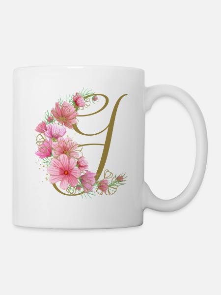 Flower tendril with letter G - Mug - white