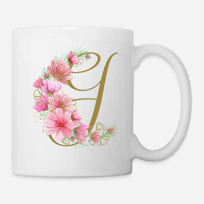 Flower tendril with letter G - Mug - white